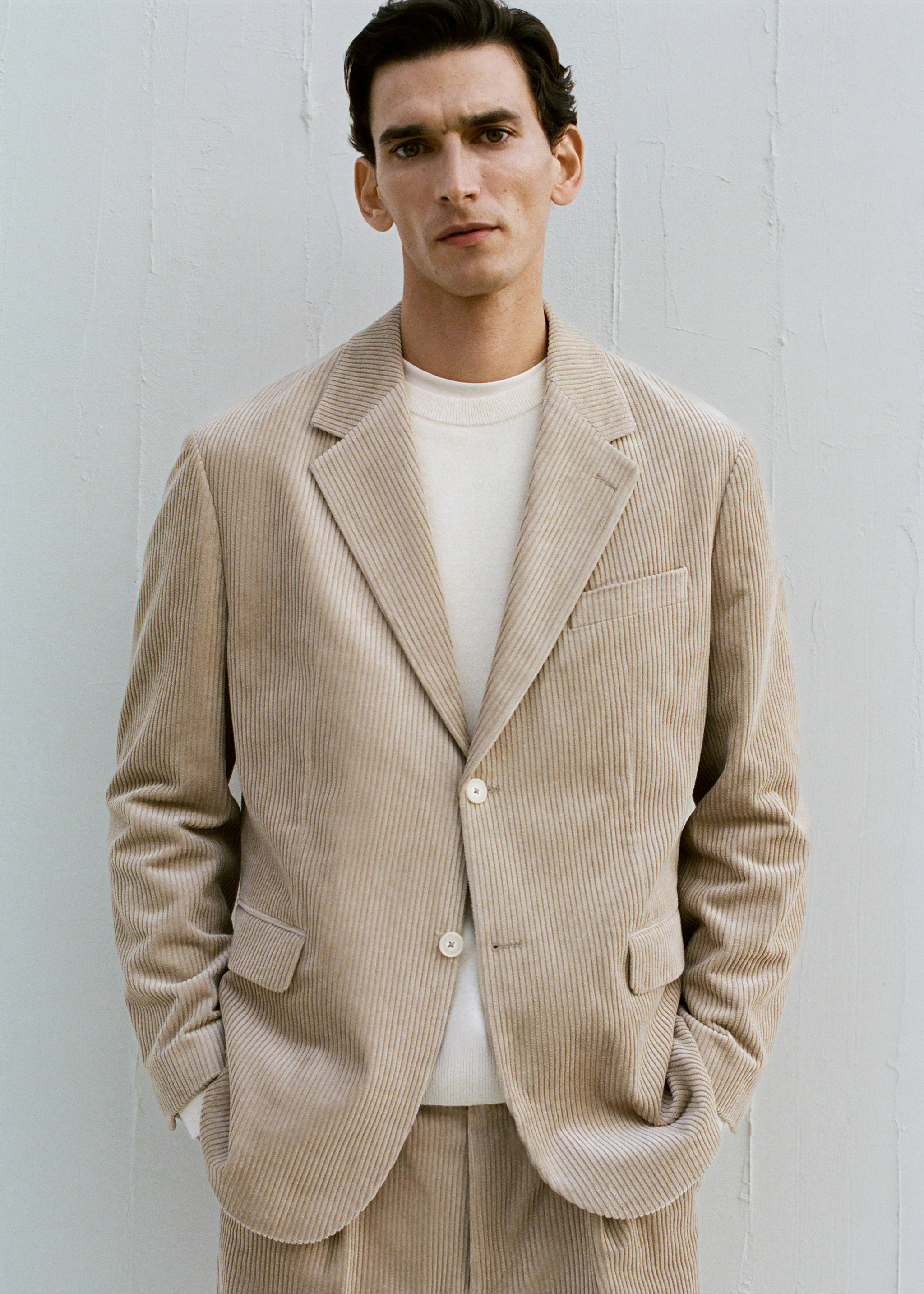Blazer regular-fit velours côtelé - Détail de l'article 5, Beige. Ref: 27091268-00.