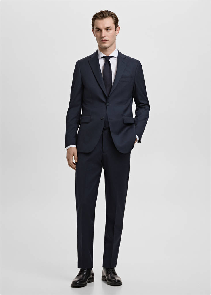 Turin 100% virgin wool suit jacket — Navy