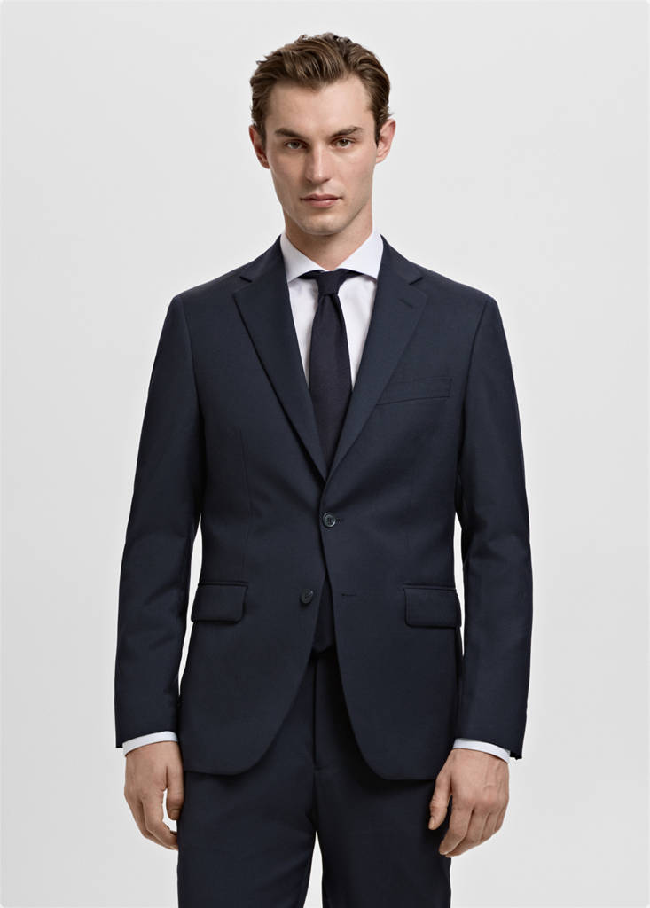 Turin 100% virgin wool suit jacket — Navy