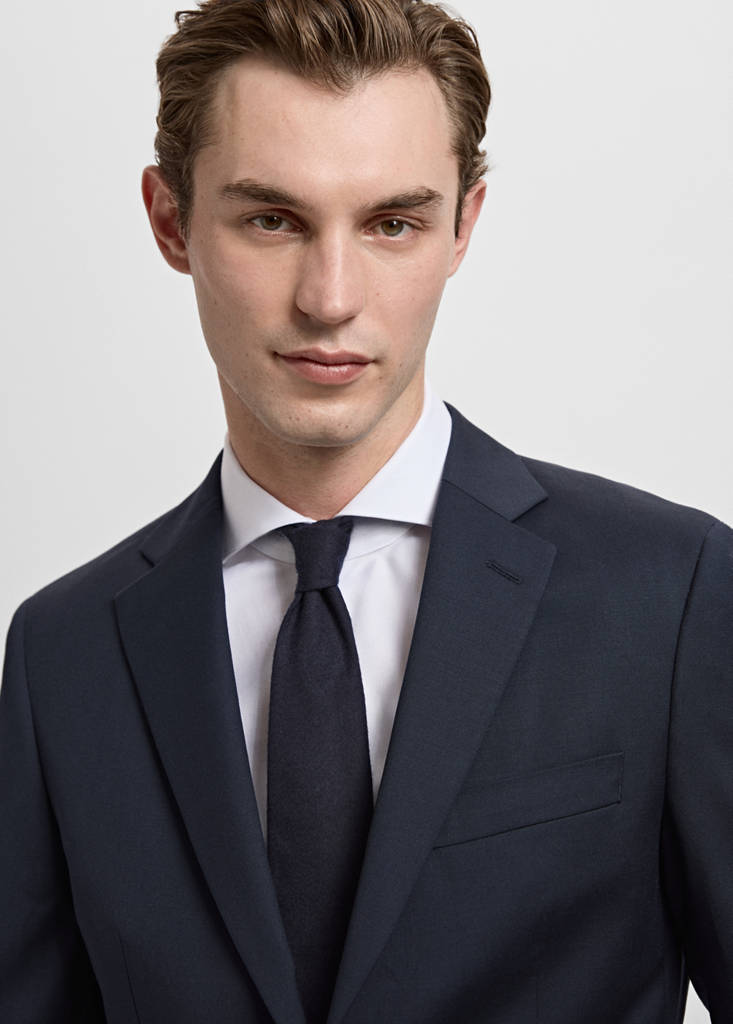 Turin 100% virgin wool suit jacket — Navy