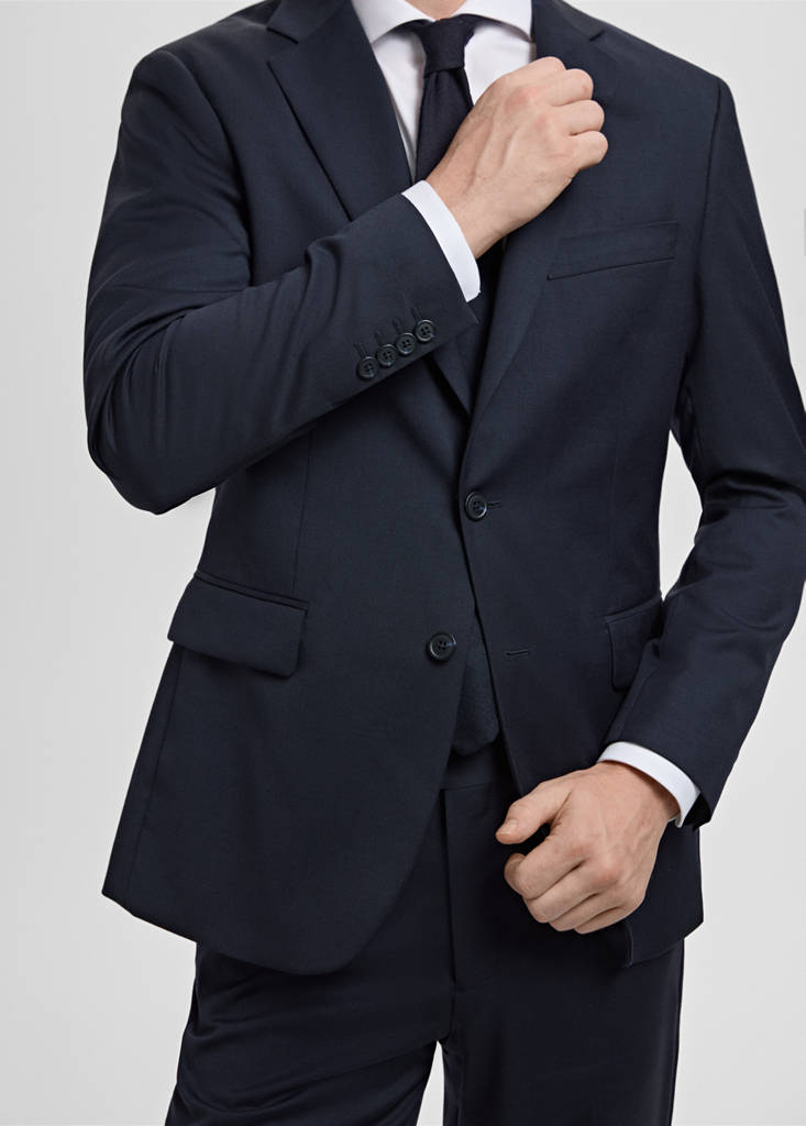 Turin 100% virgin wool suit jacket — Navy