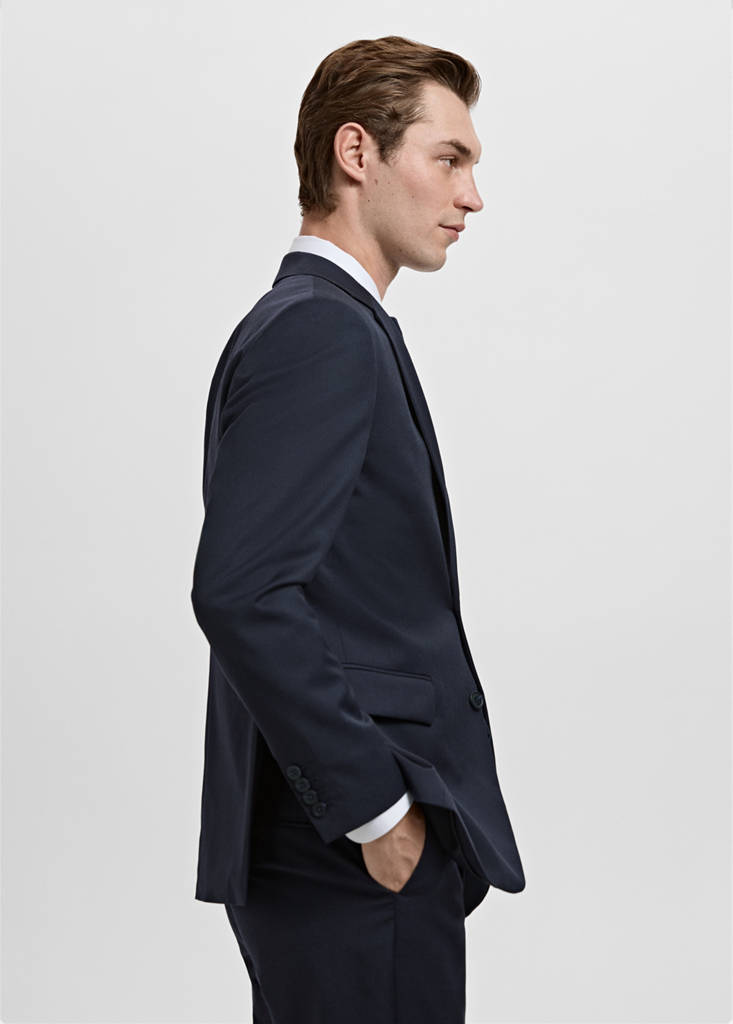 Turin 100% virgin wool suit jacket — Navy