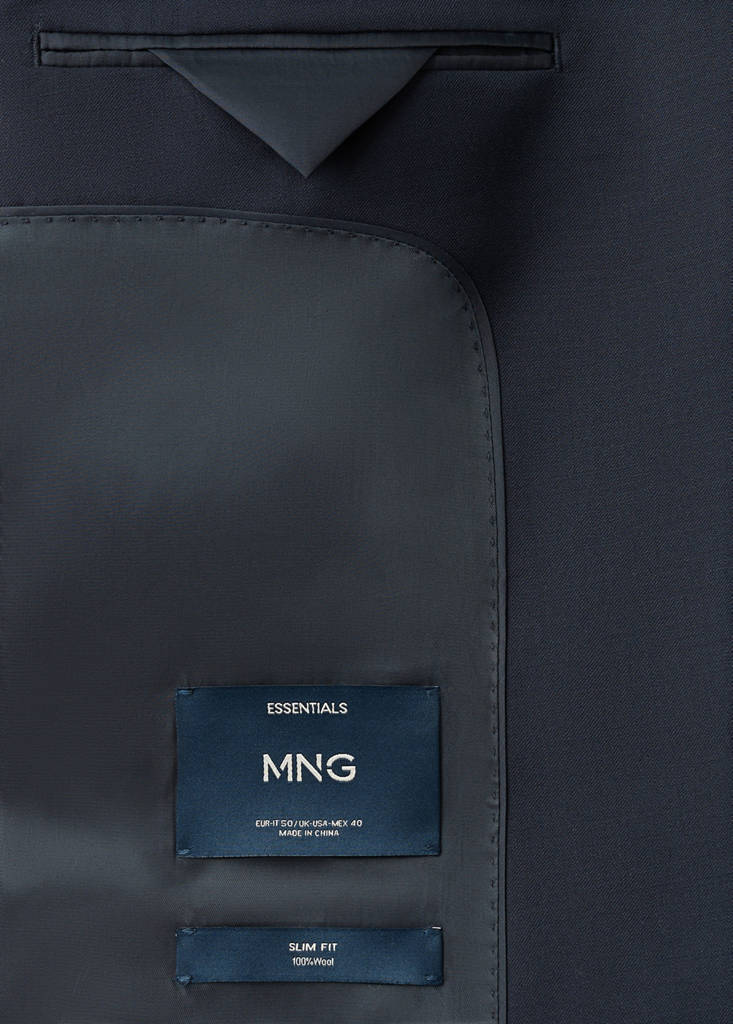 Turin 100% virgin wool suit jacket — Navy