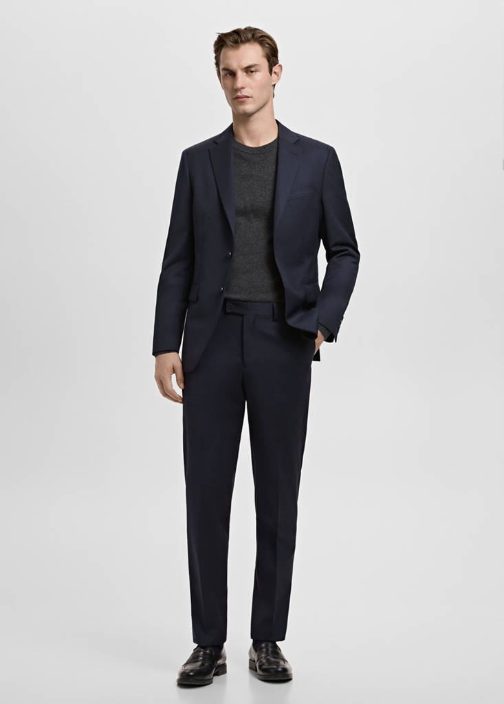 Turin 100% virgin wool suit jacket — Navy