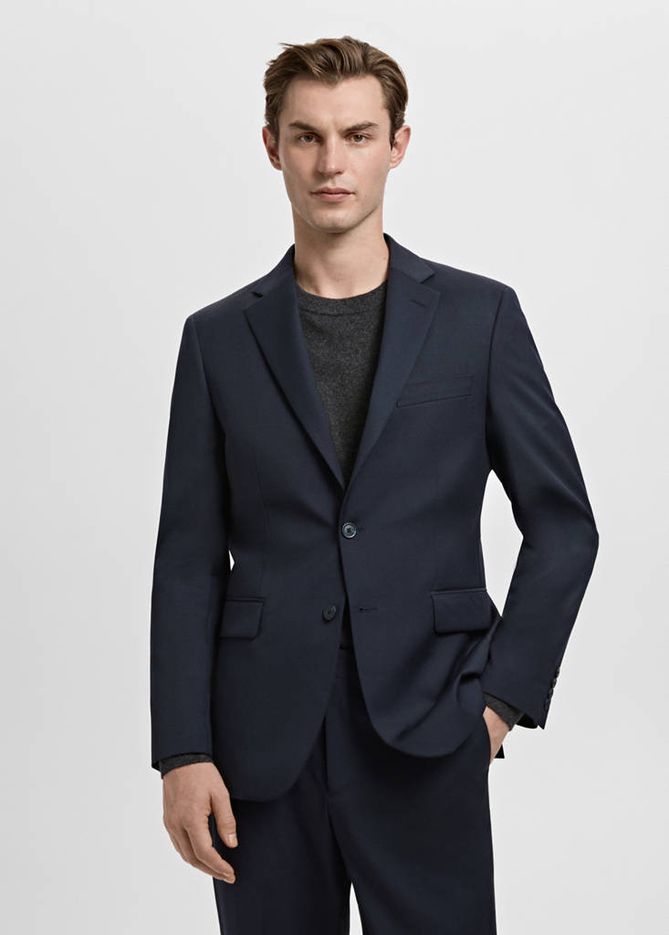 Turin 100% virgin wool suit jacket — Navy