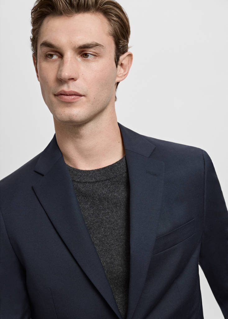 Turin 100% virgin wool suit jacket — Navy