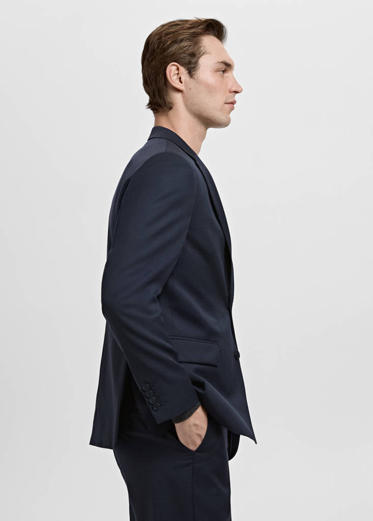 Turin 100% virgin wool suit jacket — Navy
