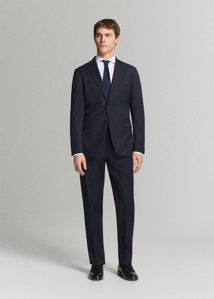Turin 100% virgin wool suit jacket — Navy
