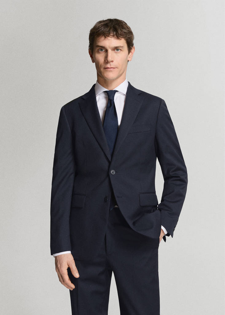 Turin 100% virgin wool suit jacket — Navy