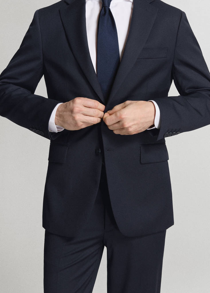 Turin 100% virgin wool suit jacket — Navy