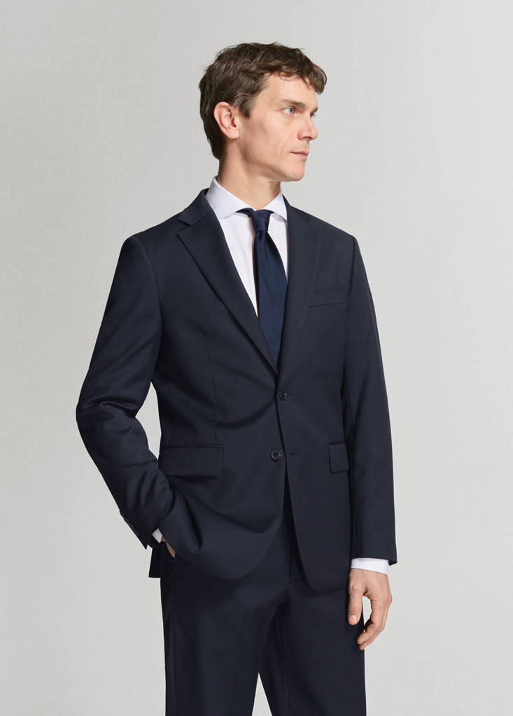 Turin 100% virgin wool suit jacket — Navy