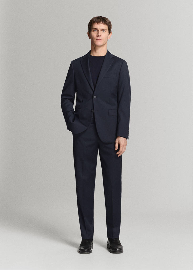 Turin 100% virgin wool suit jacket — Navy