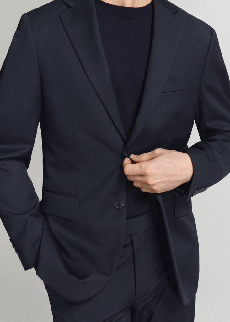 Turin 100% virgin wool suit jacket — Navy