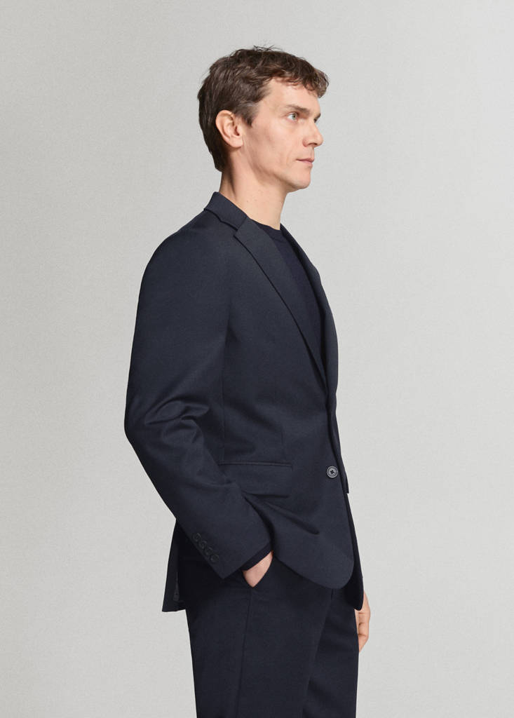 Turin 100% virgin wool suit jacket — Navy