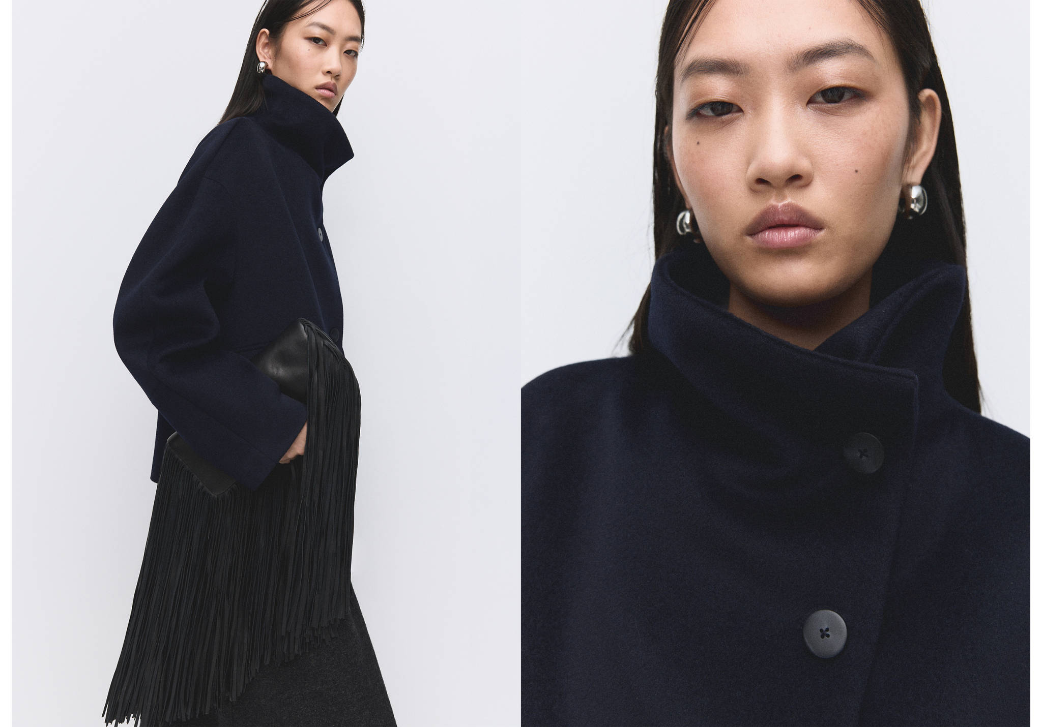 Wool funnel-neck coat - Panoramic plane