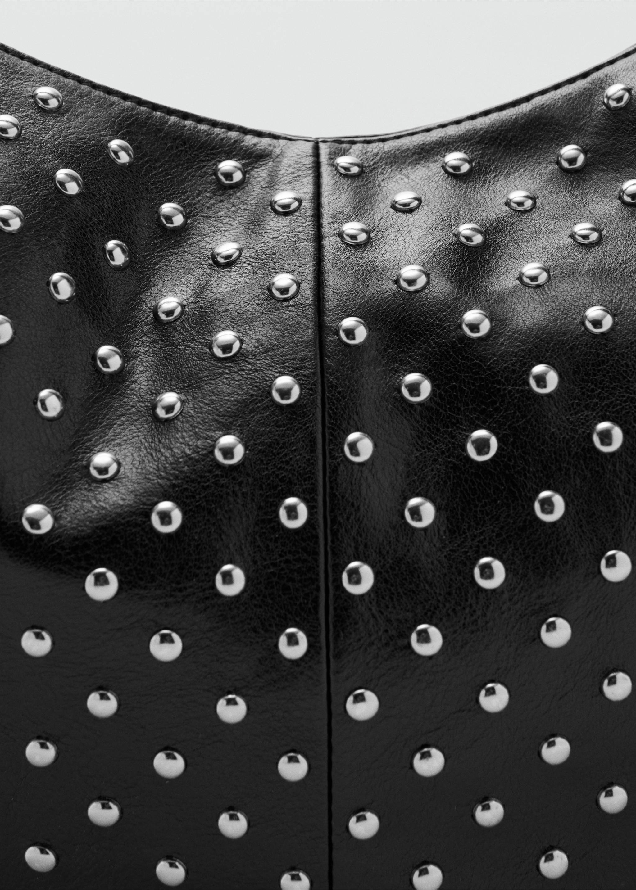 Oval studded shoulder bag - Details of the article 2, Black. Ref: 27091272-00.