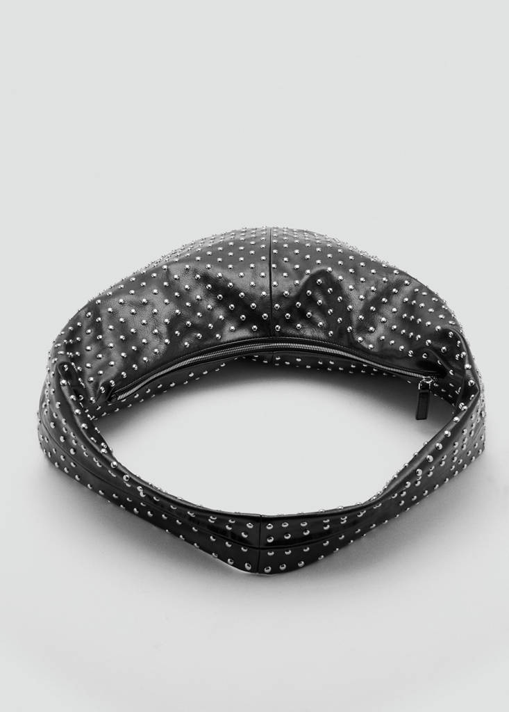 Oval studded shoulder bag — Black