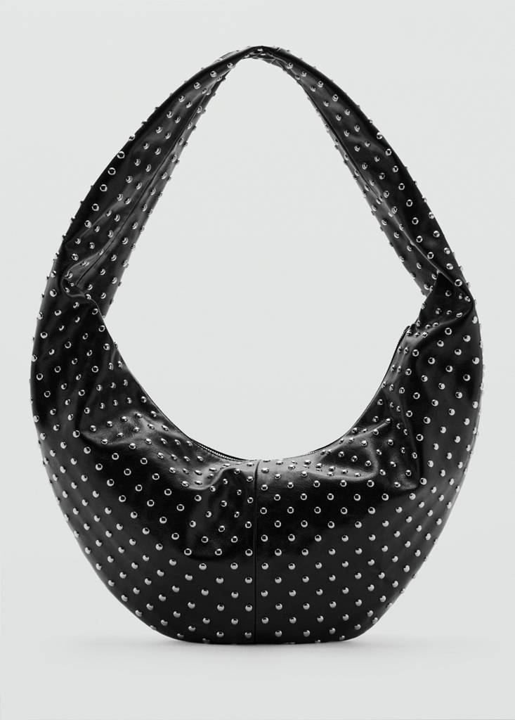 Oval studded shoulder bag — Black