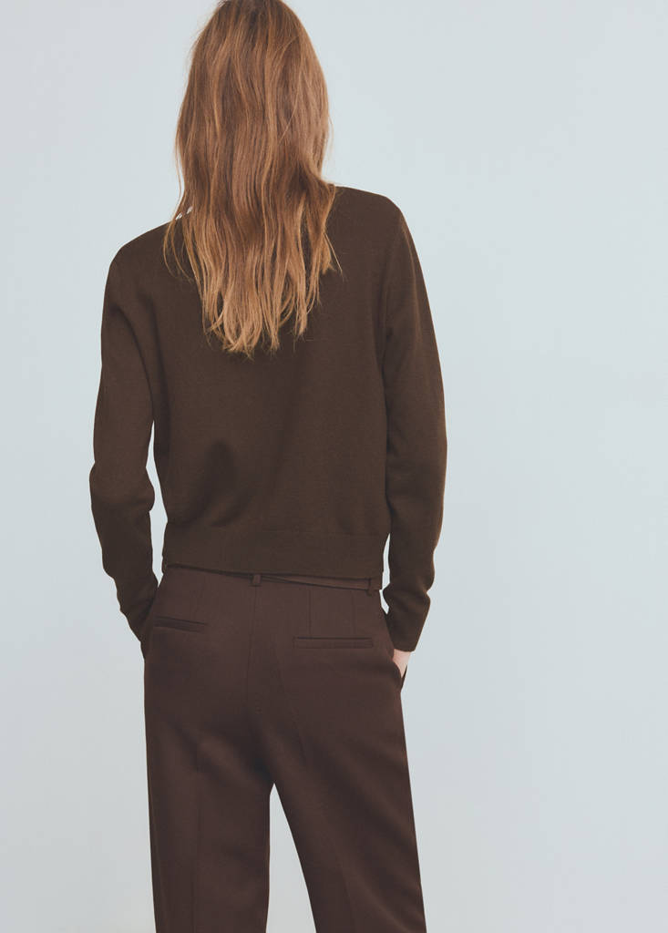 Knitted button cardigan — Chocolate