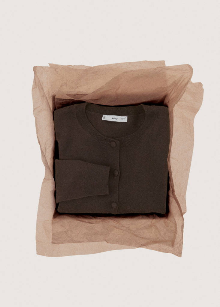Knitted button cardigan — Chocolate