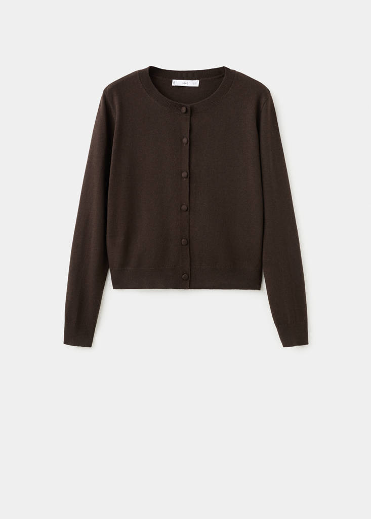 Knitted button cardigan — Chocolate