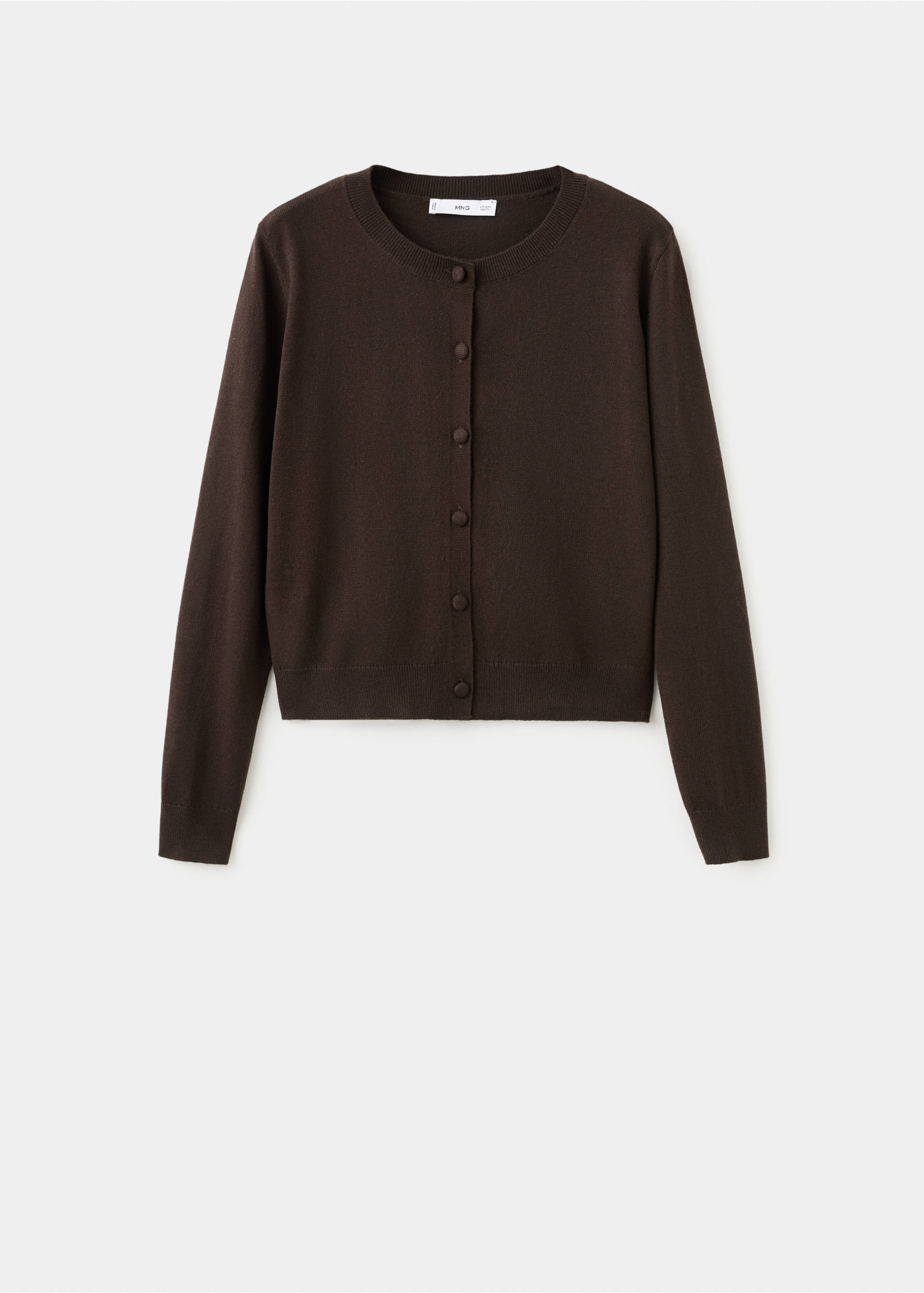 Knitted button cardigan - Article without model, Chocolate. Ref: 27091274-00.