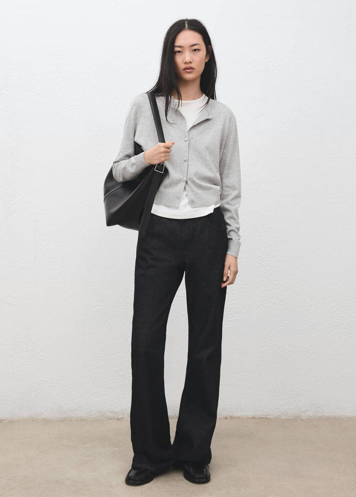 Knitted button cardigan — Light Heather Grey