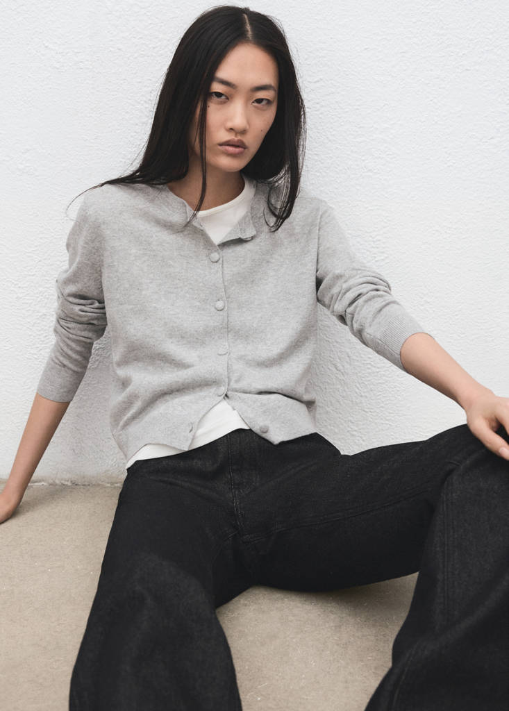 Knitted button cardigan — Light Heather Grey