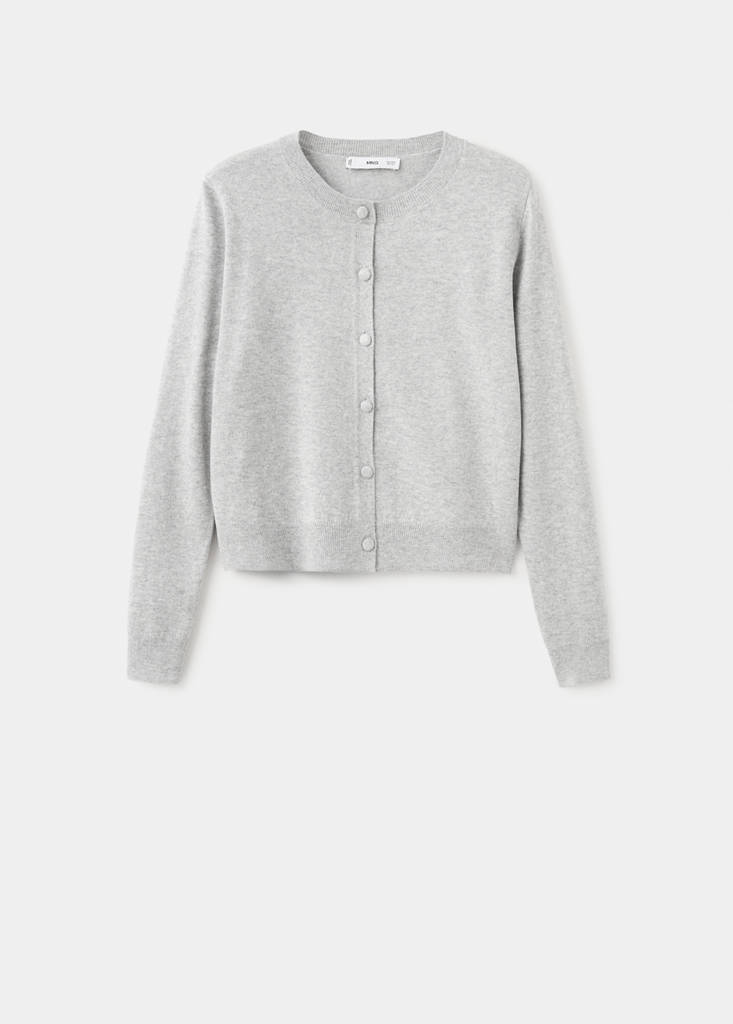 Knitted button cardigan — Light Heather Grey