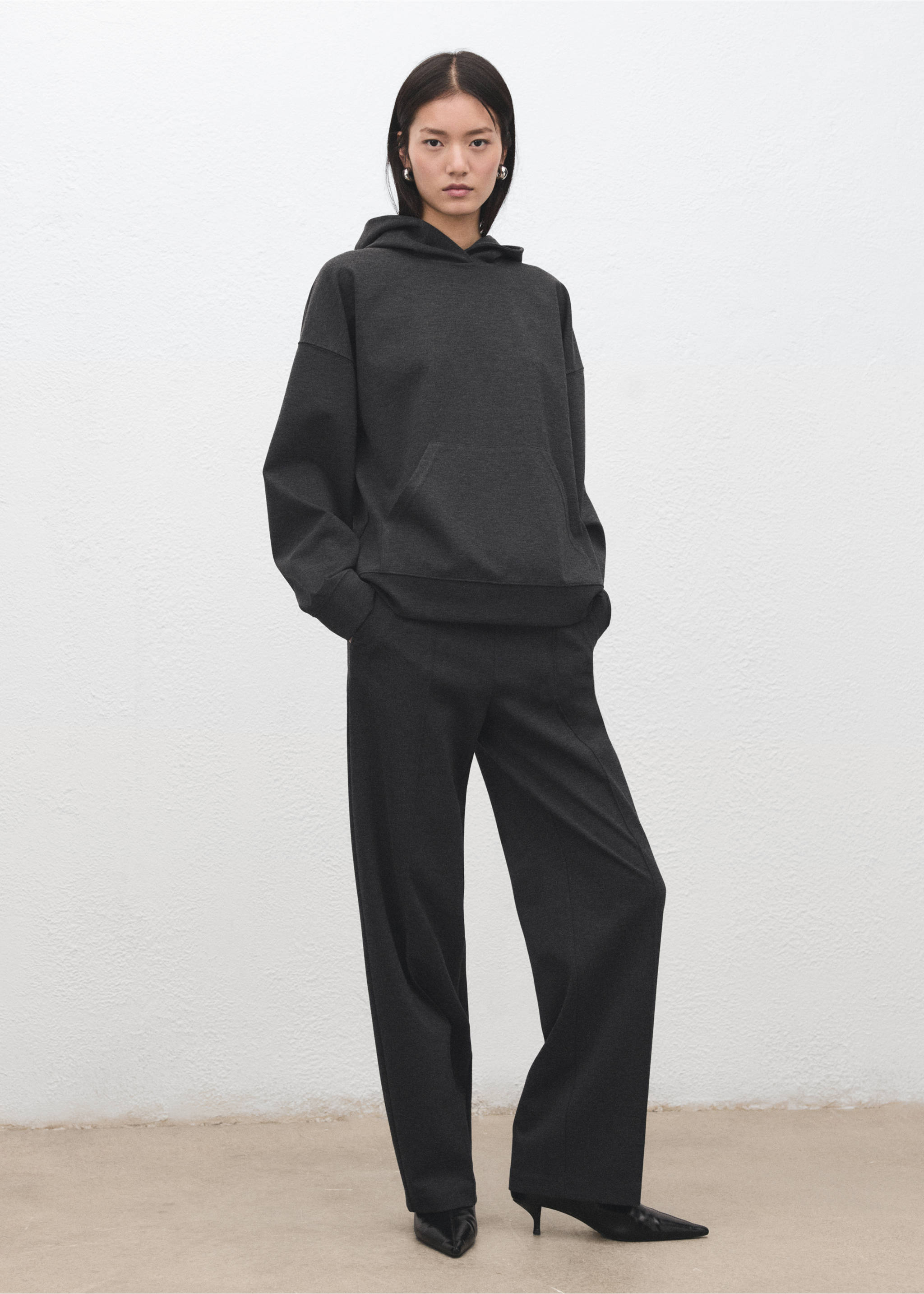 Flecked knitted trousers - General plane, Medium Heather Grey. Ref: 27091276-00.