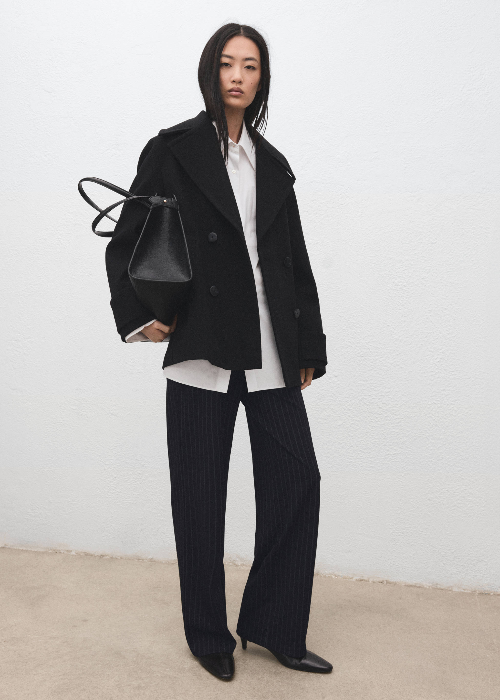 Chalk-stripe straight trousers - General plane