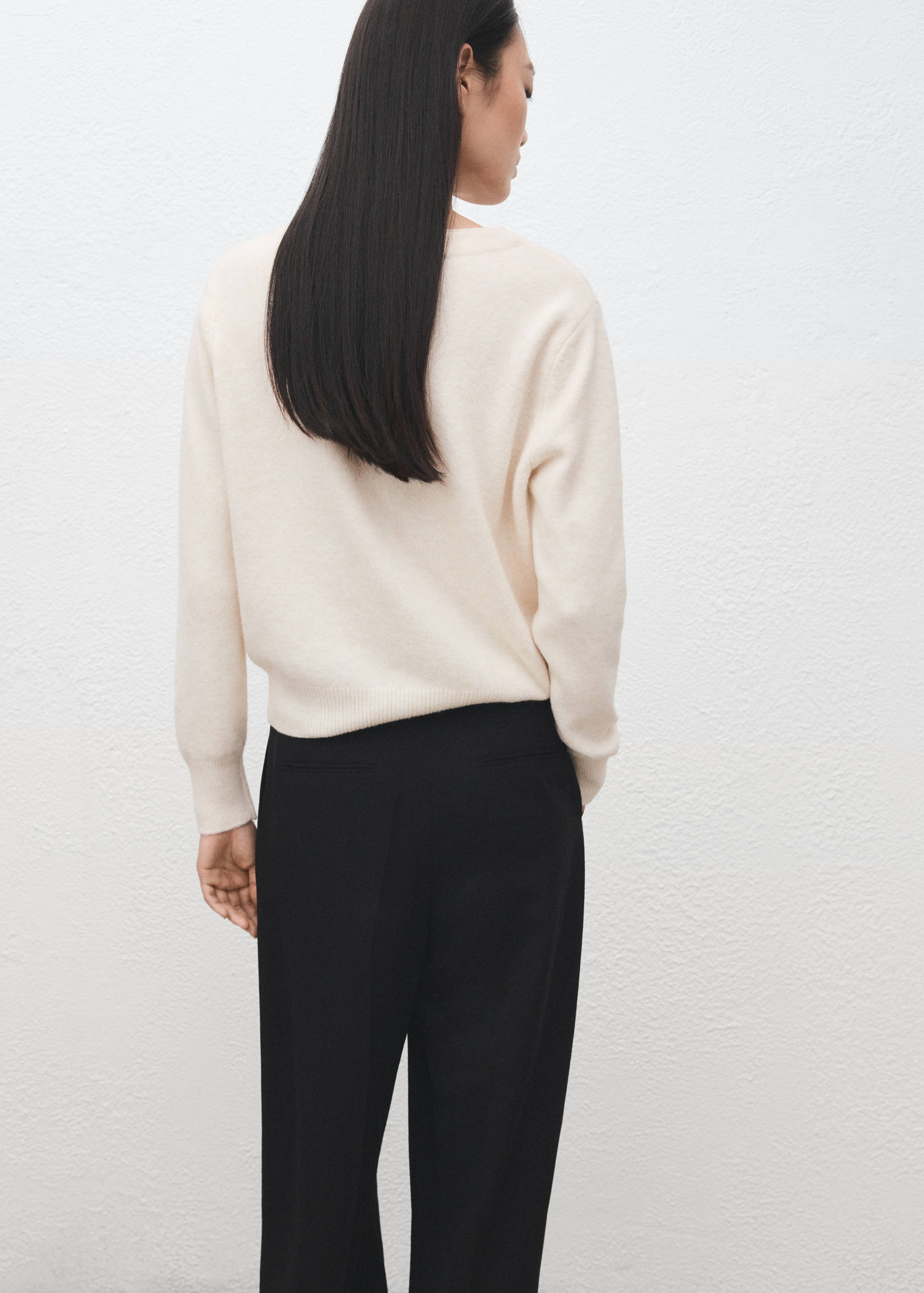 Ζακέτα πλεκτή γιακάς V - Πίσω όψη προϊόντος