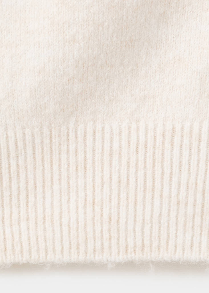 V-neck knitted cardigan — Ecru