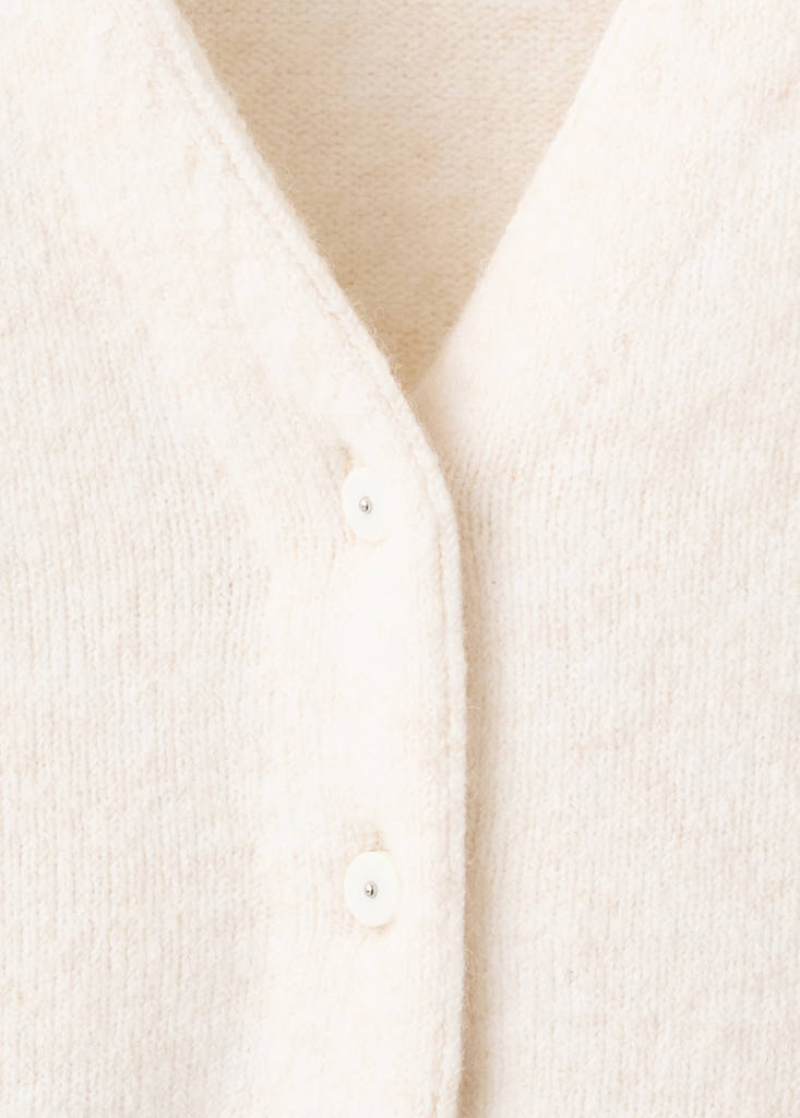 V-neck knitted cardigan — Ecru
