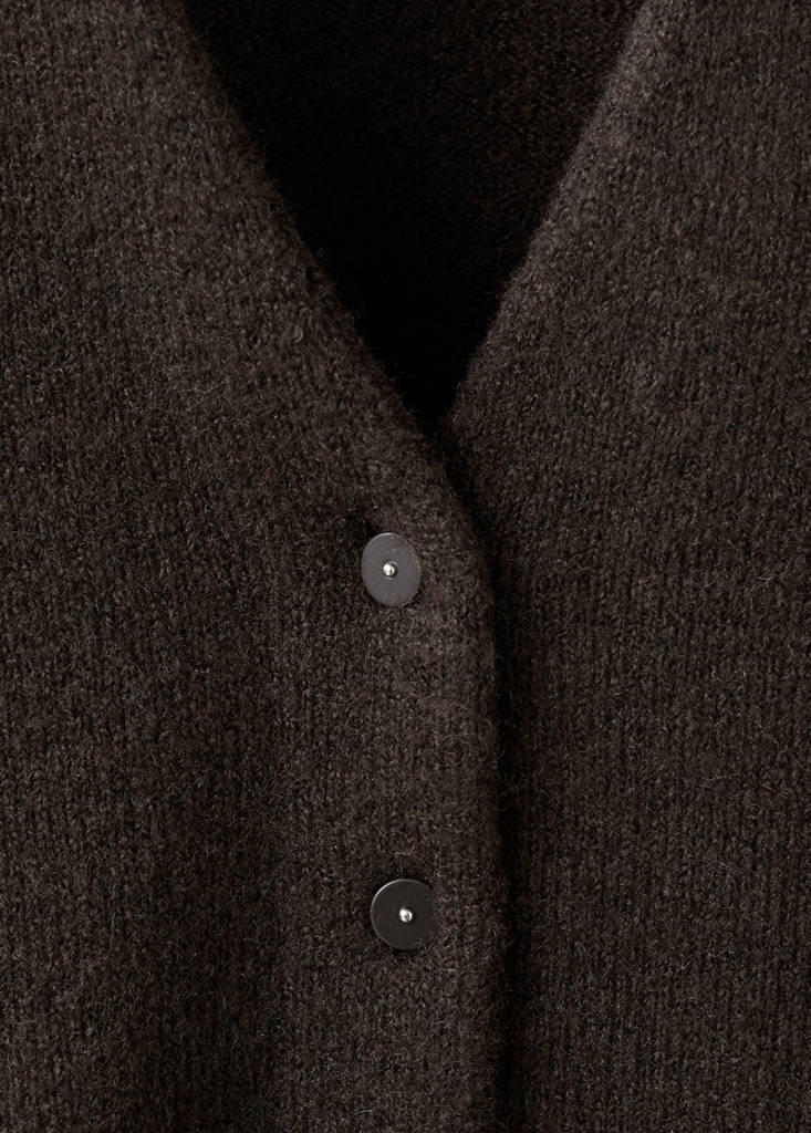 V-neck knitted cardigan — Chocolate