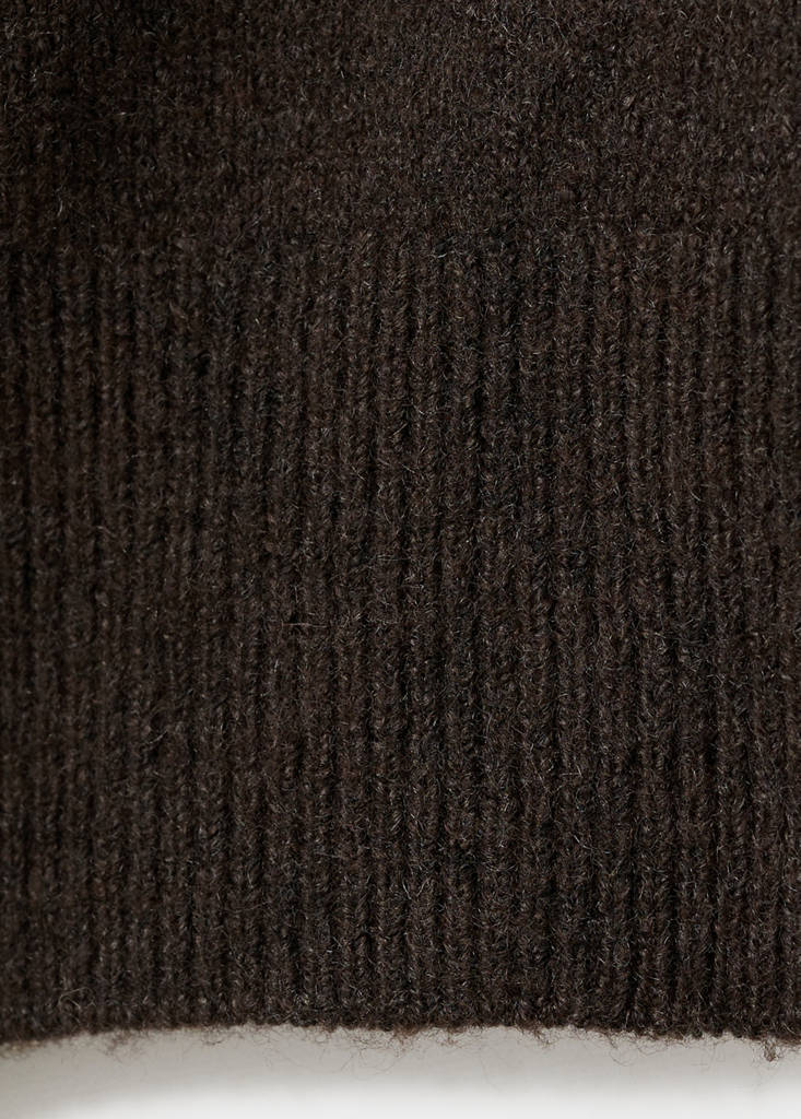 V-neck knitted cardigan — Chocolate
