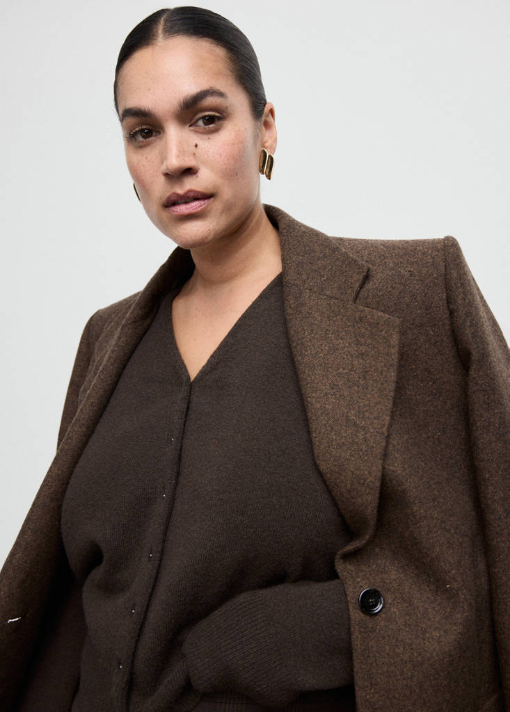 V-neck knitted cardigan — Chocolate