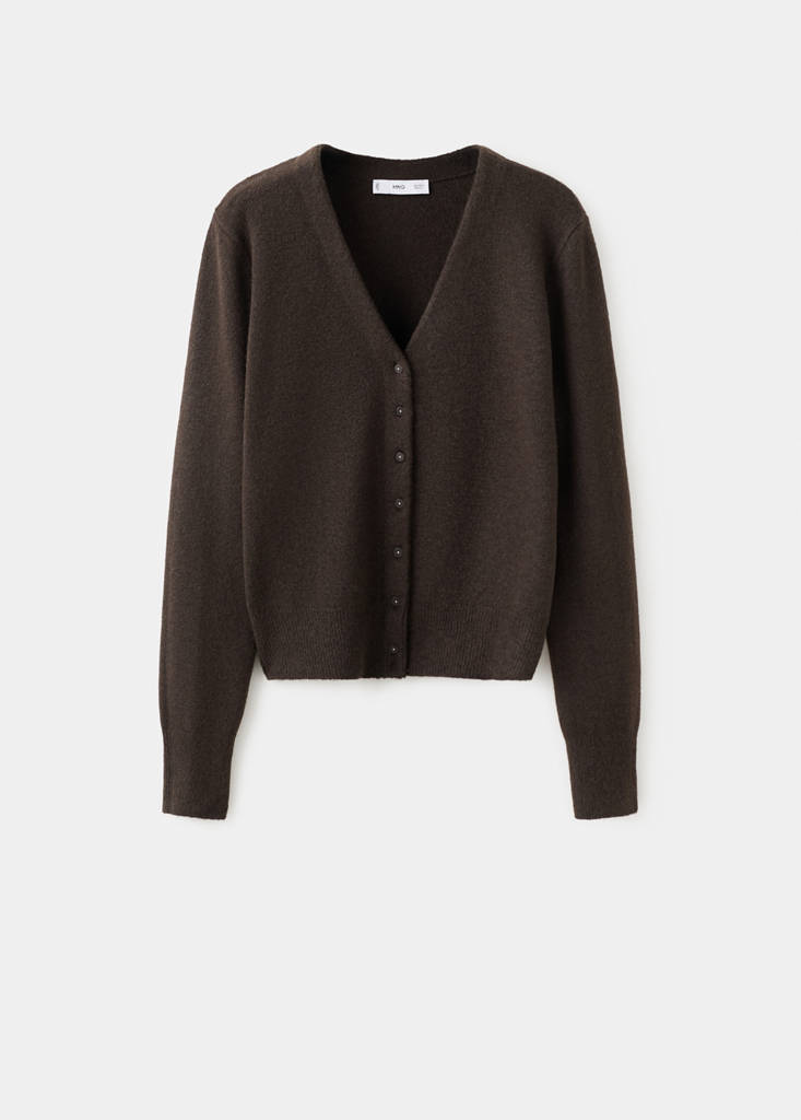 V-neck knitted cardigan — Chocolate