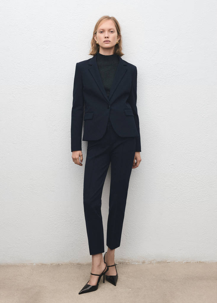 Fitted suit blazer — Dark Navy