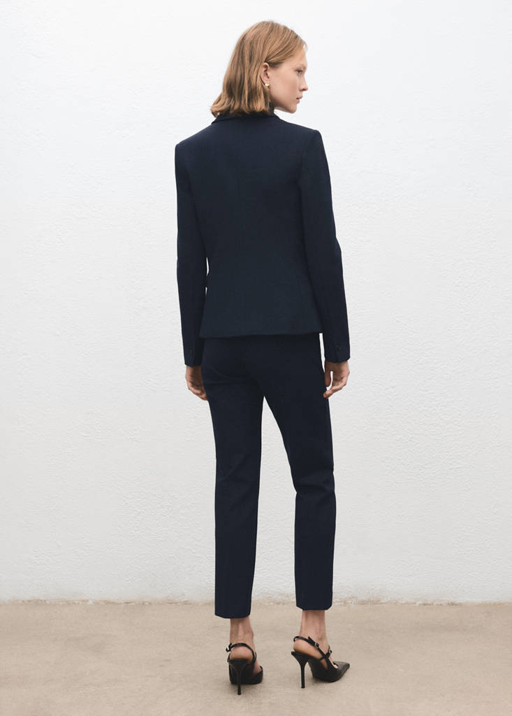 Fitted suit blazer — Dark Navy