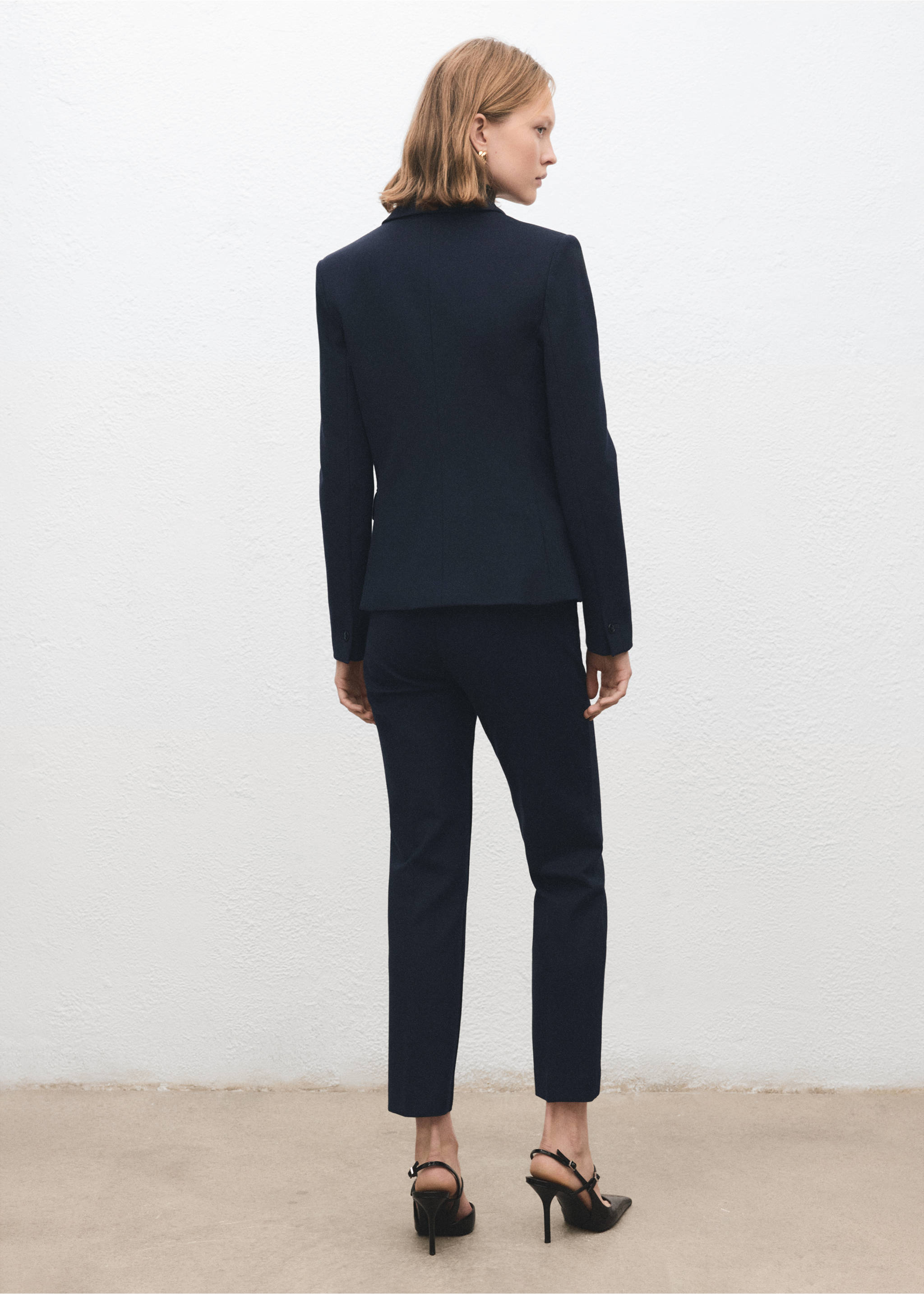 Fitted suit blazer - Reverse of the article, Dark Navy. Ref: 27091285-00.