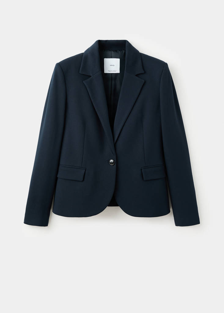 Fitted suit blazer — Dark Navy