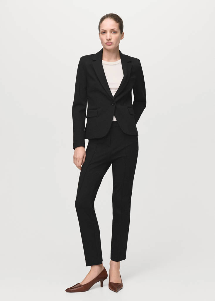 Fitted suit blazer — Black