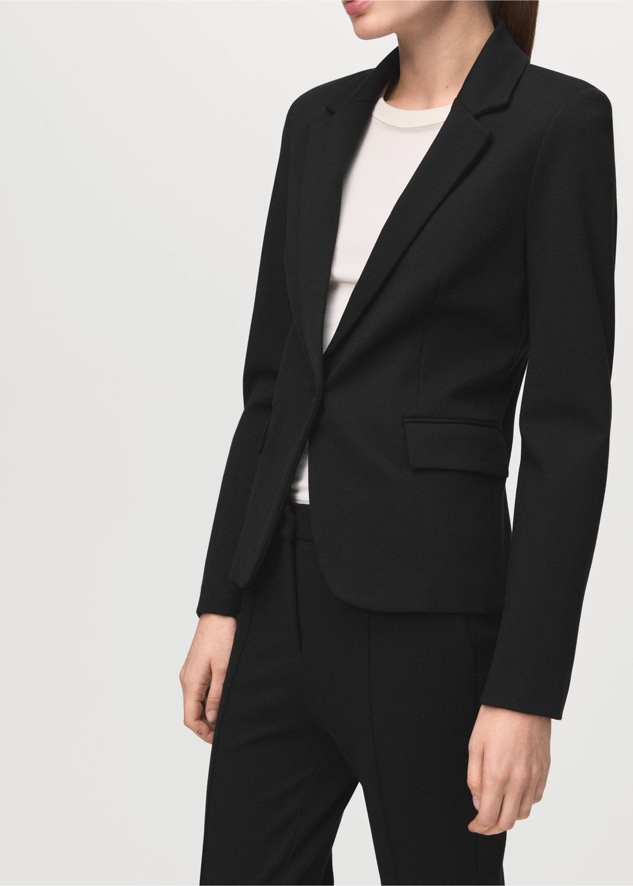 Fitted suit blazer - Medium plane, Black. Ref: 27091285-00.
