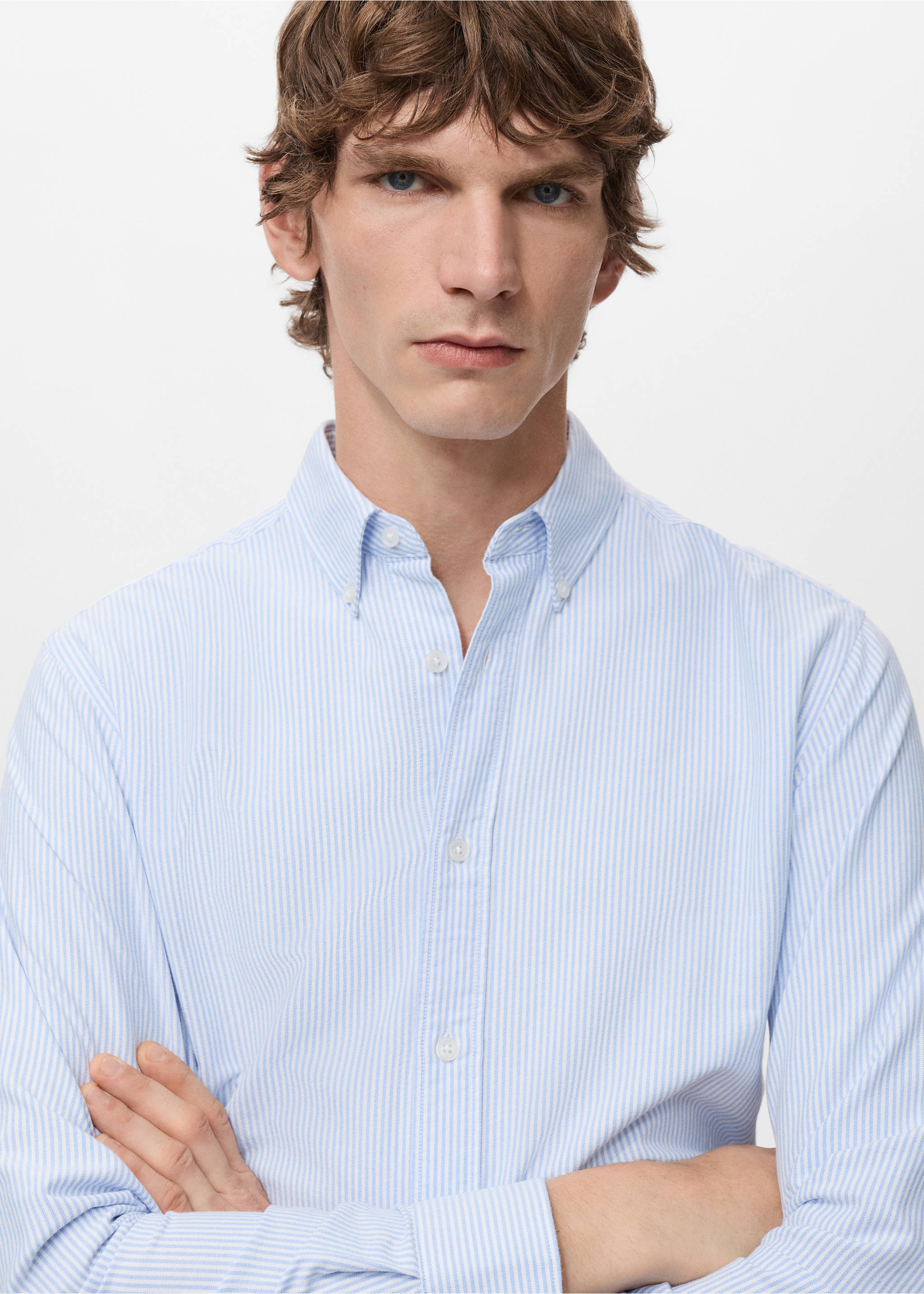 Chemise 100 % coton rayures - Détail de l'article 1, Bleu ciel. Ref: 27091286-00.