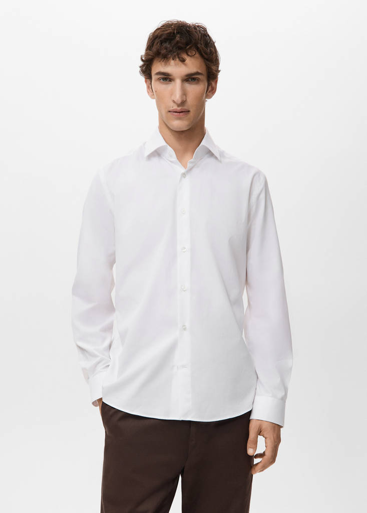 Regular-fit 100% cotton shirt — White