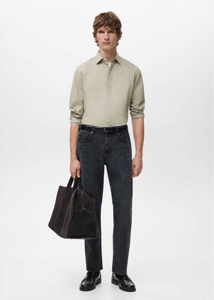 Regular-fit 100% cotton shirt — Sand