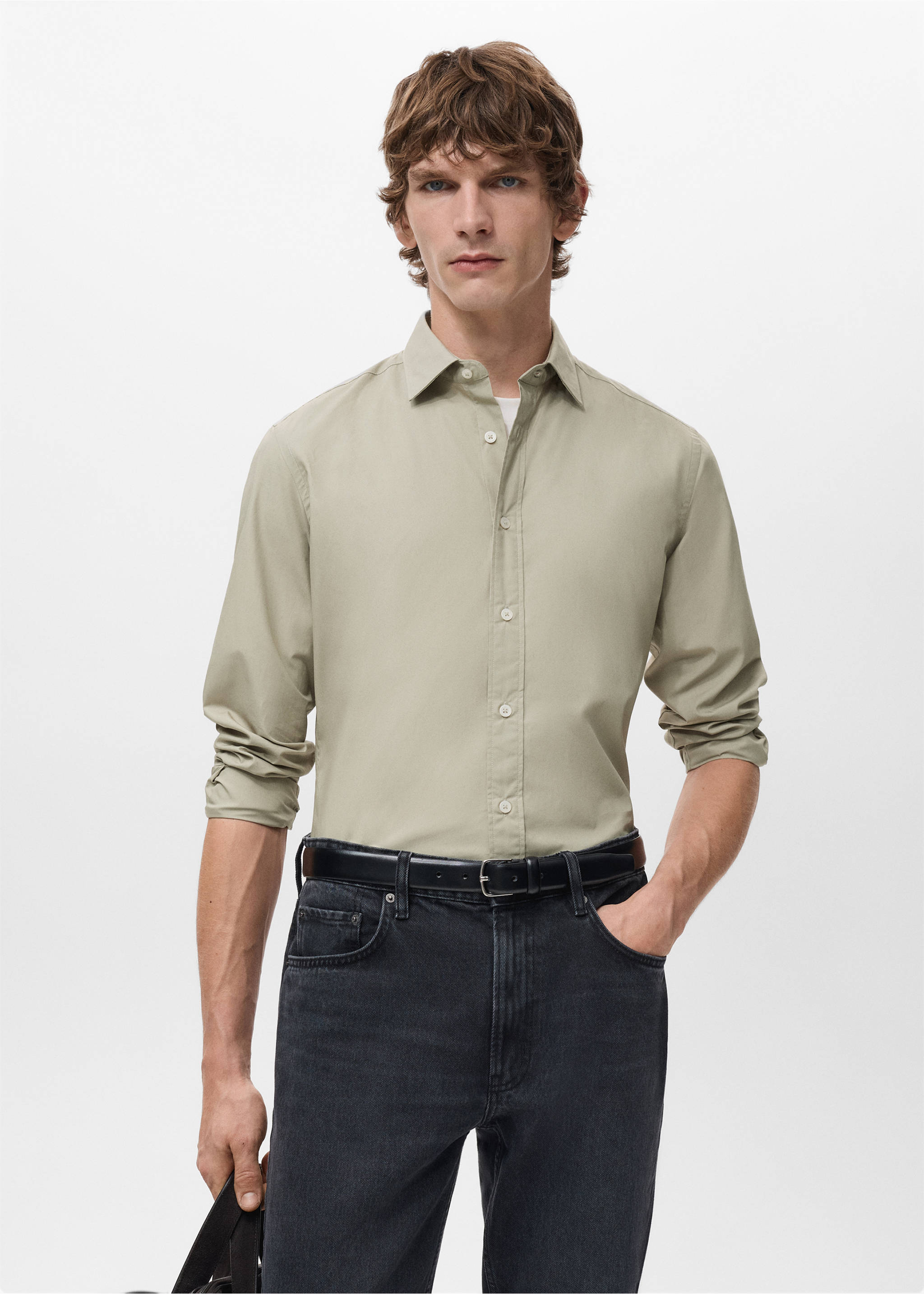 Camisa 100% algodón regular fit - Plano medio, Arena. Ref: 27091290-00.