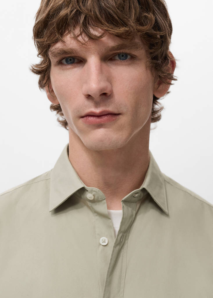 Regular-fit 100% cotton shirt — Sand