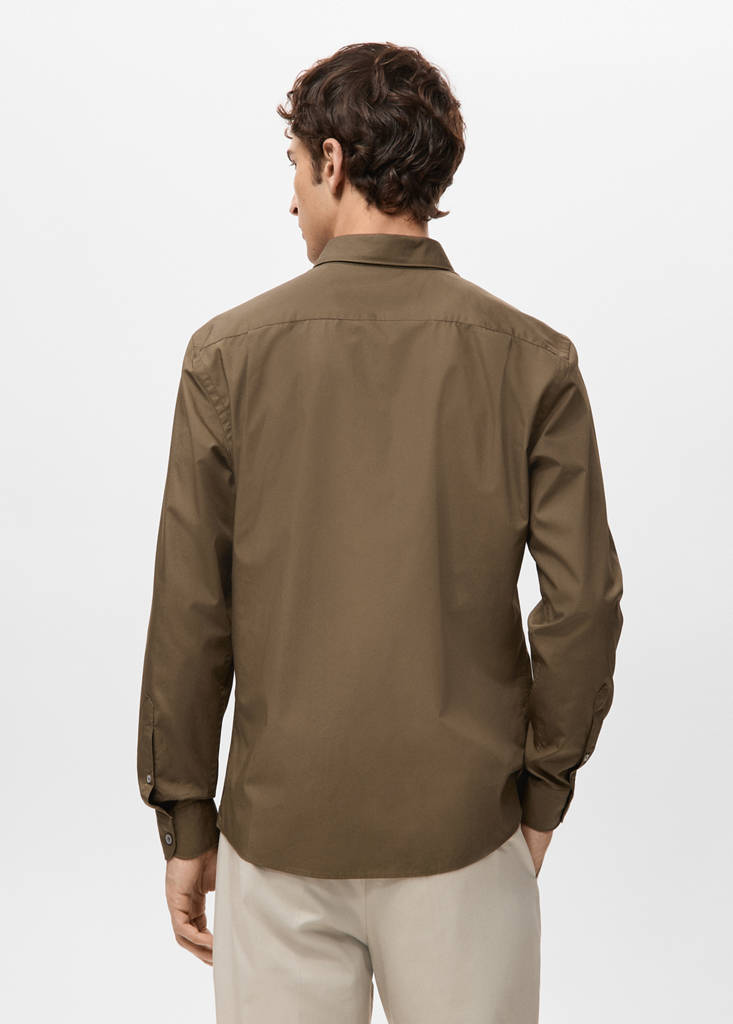 Regular-fit 100% cotton shirt — Tobacco Brown